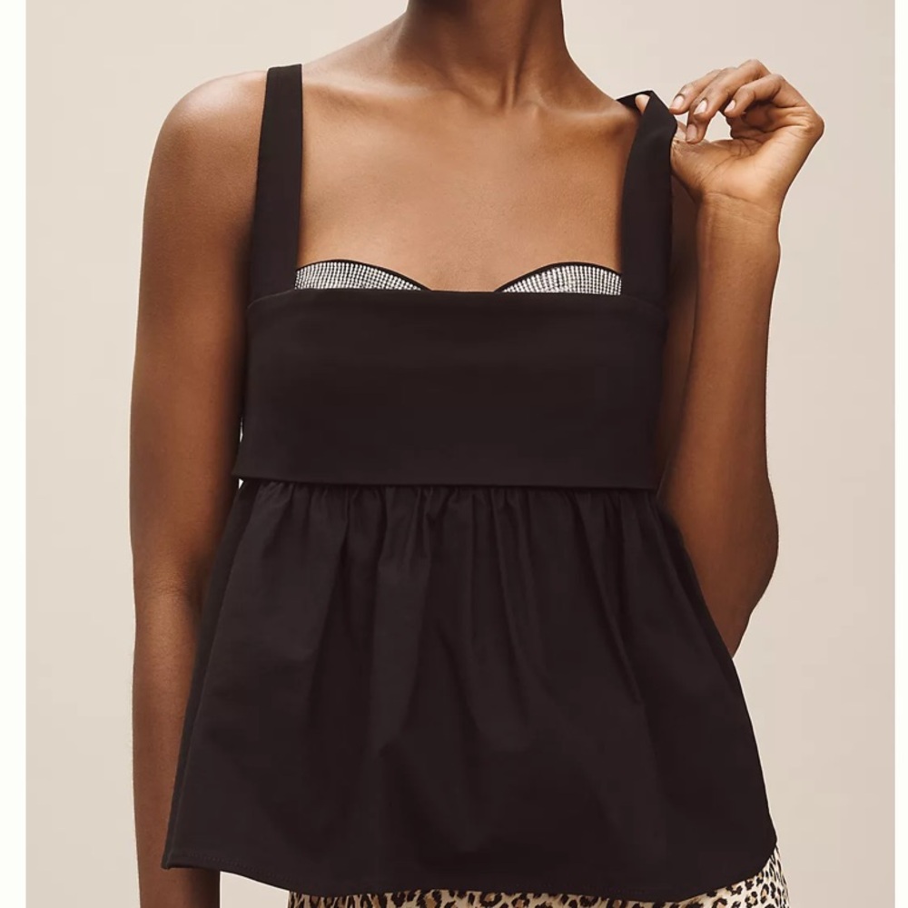 Maeve Black Bustier Peplum Tank Top